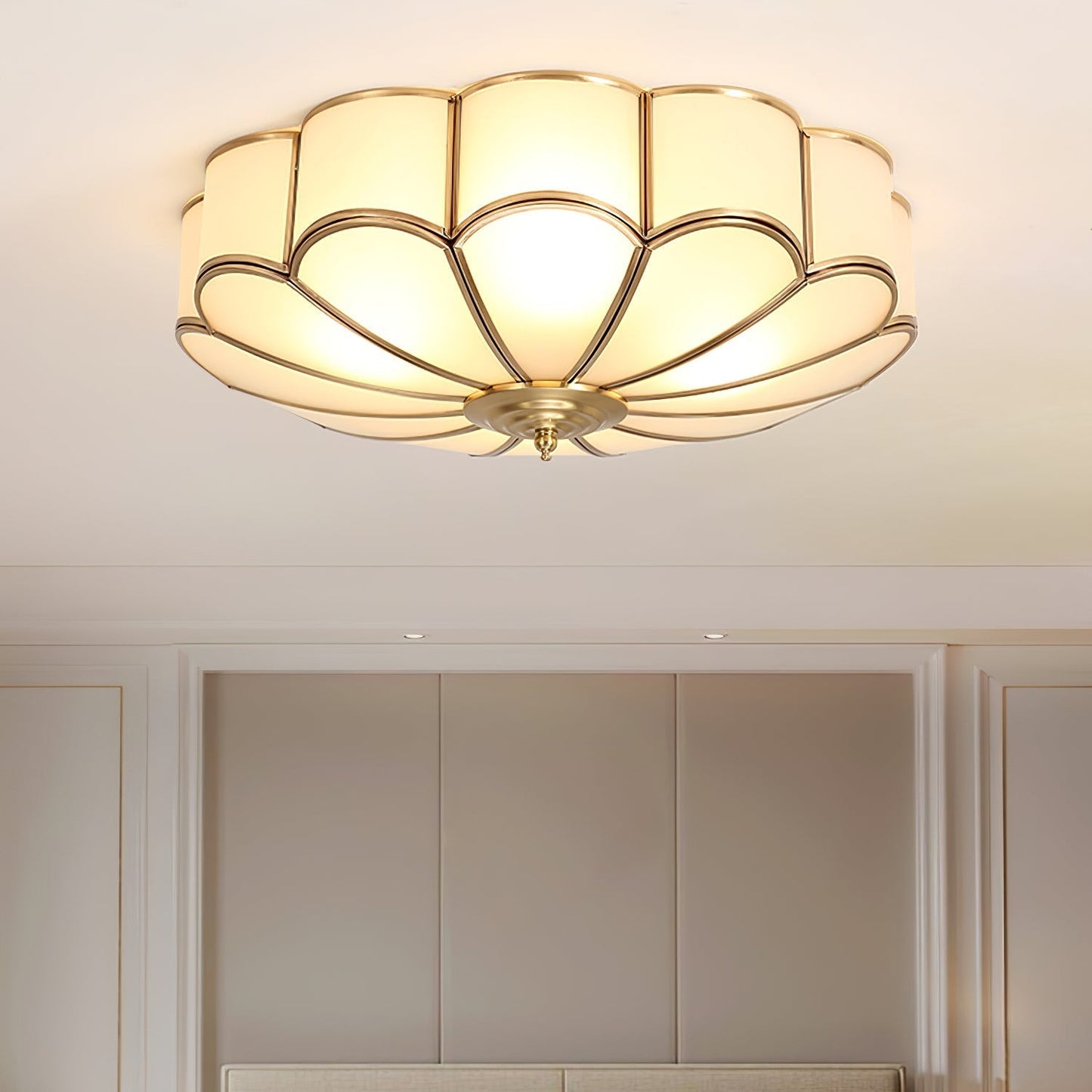 Ceiling Light | Frosted Glass Lotus Fixture