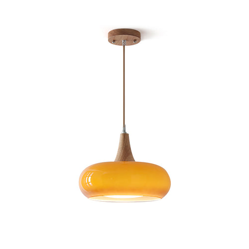 Pendant Light | Amber Glass Wood Design