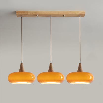 Pendant Light | Amber Glass Wood Design