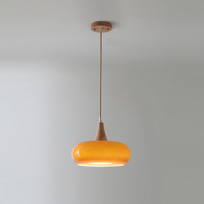 Pendant Light | Amber Glass Wood Design