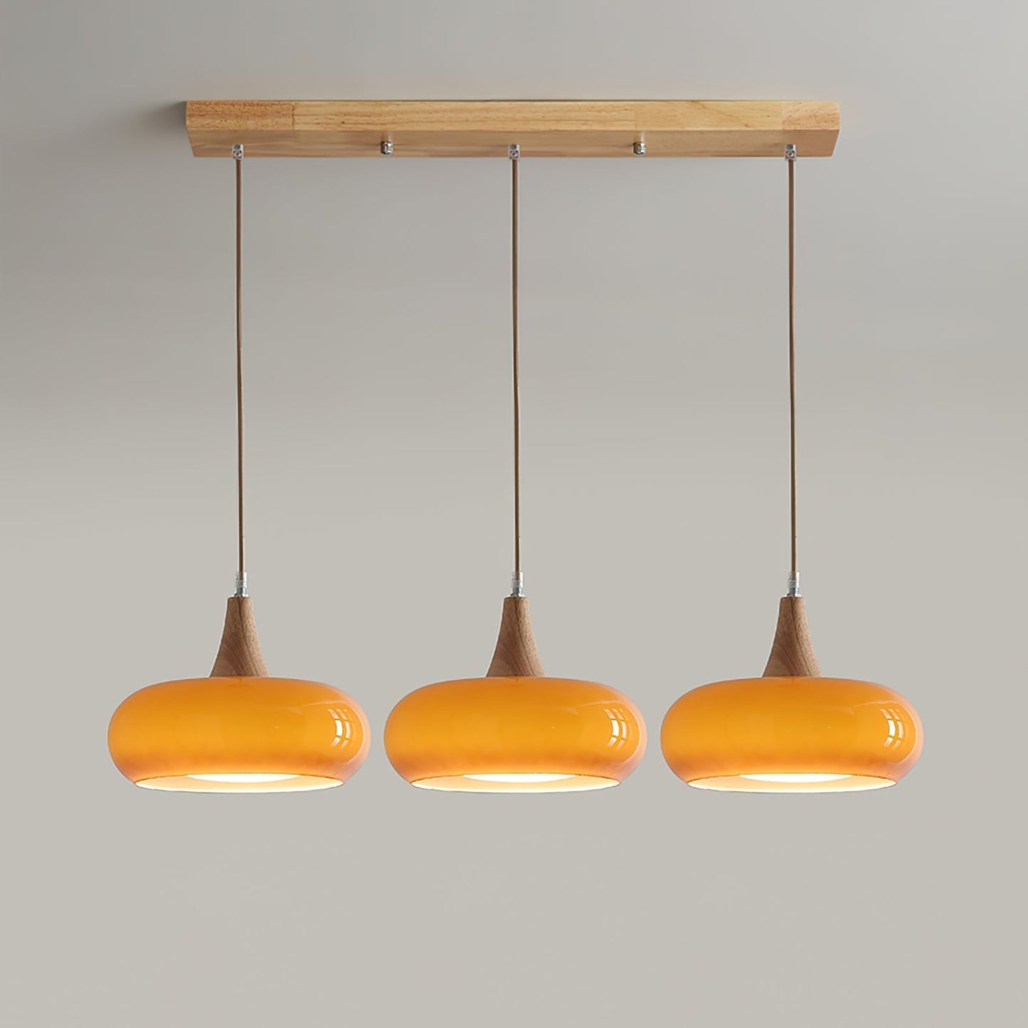 Pendant Light | Amber Glass Wood Design