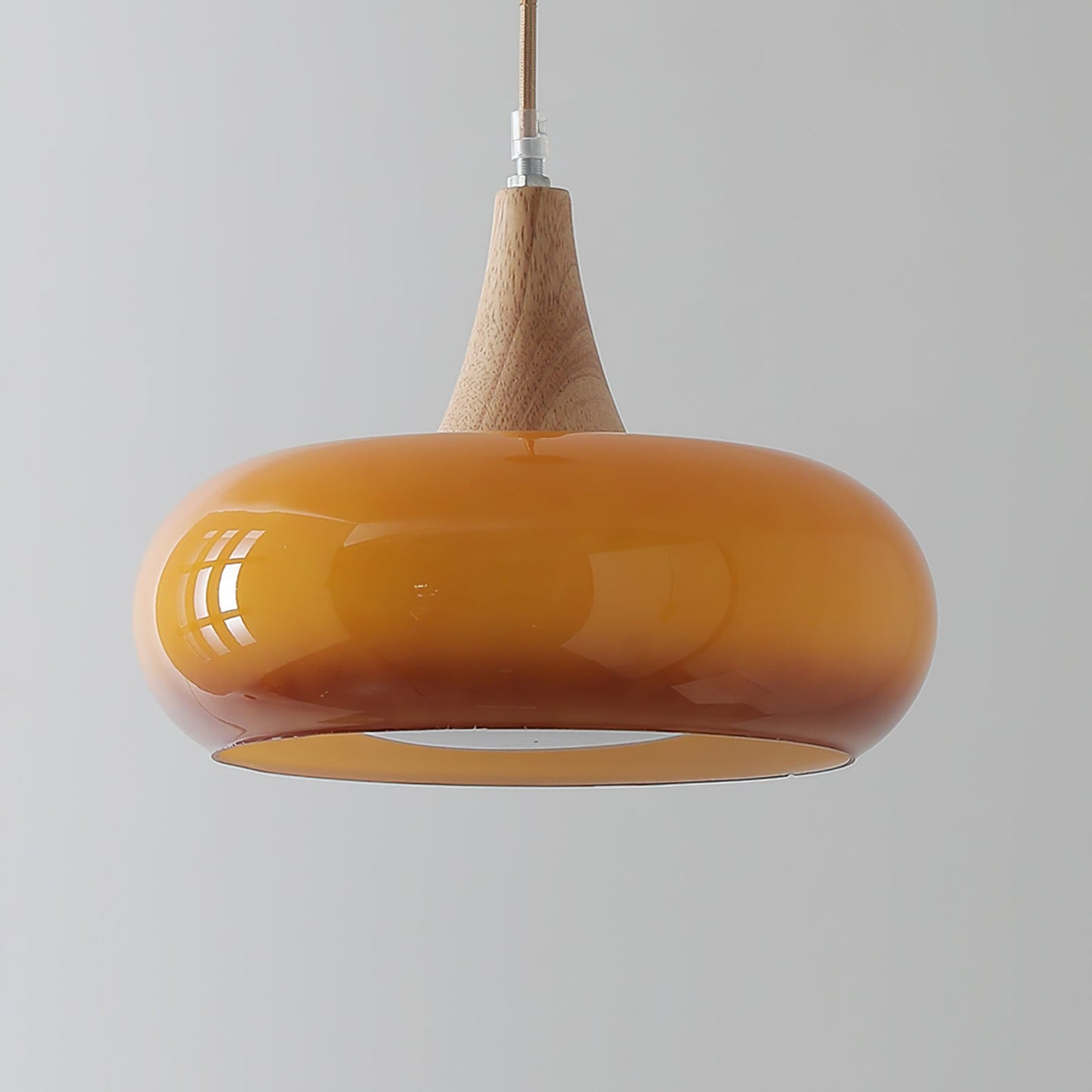 Pendant Light | Amber Glass Wood Design