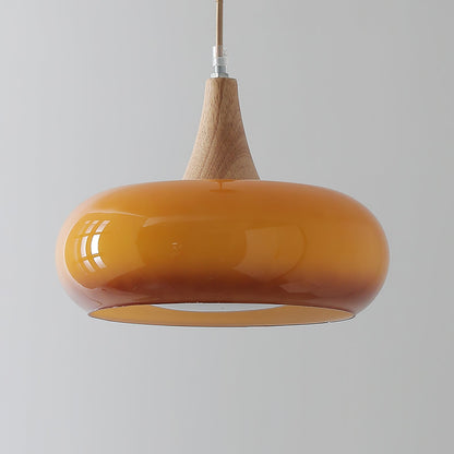 Pendant Light | Amber Glass Wood Design