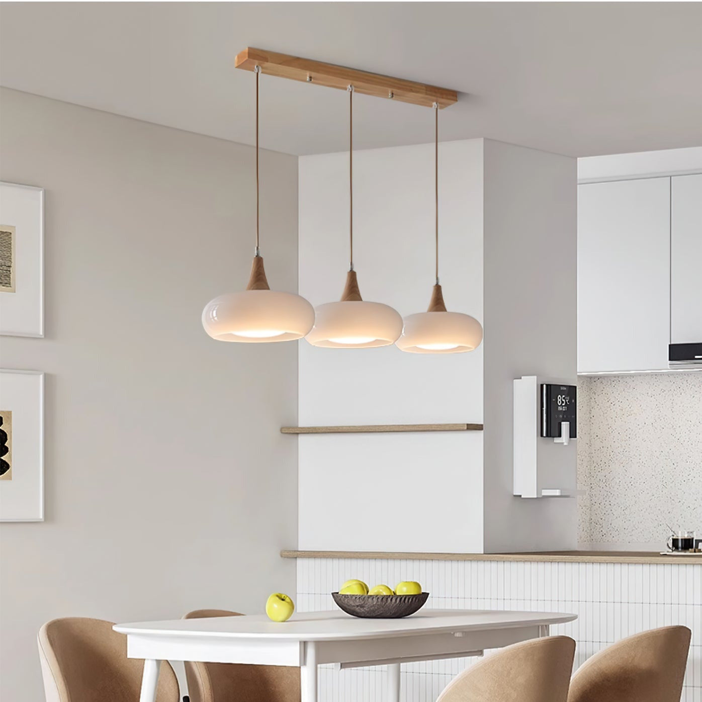 Pendant Light | Amber Glass Wood Design