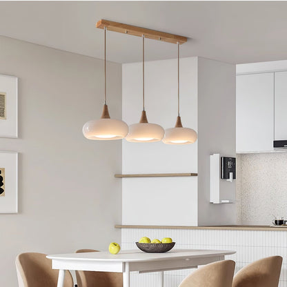 Pendant Light | Amber Glass Wood Design