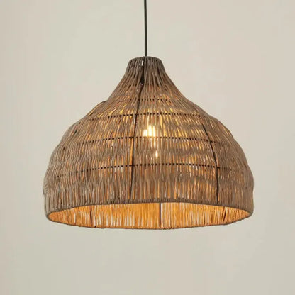 Pendant Light | Woven Wicker Bell Shade