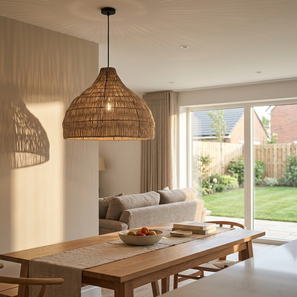 Pendant Light | Woven Wicker Bell Shade