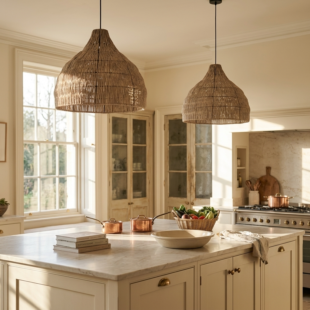 Pendant Light | Woven Wicker Bell Shade