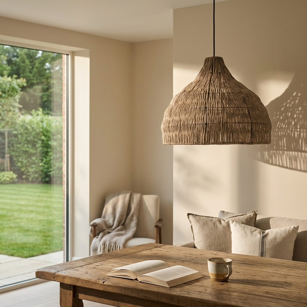 Pendant Light | Woven Wicker Bell Shade