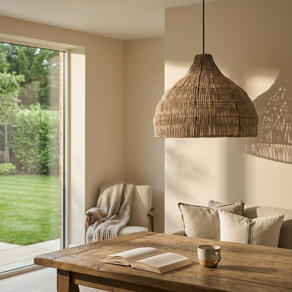 Pendant Light | Woven Wicker Bell Shade