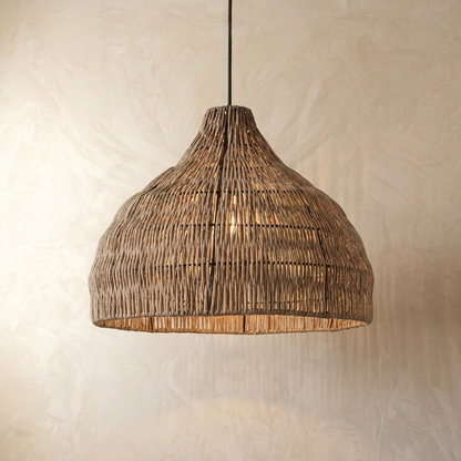 Pendant Light | Woven Wicker Bell Shade