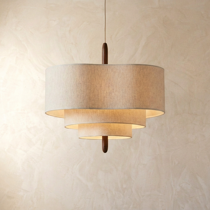 Pendant Light | Layered Linen Shade Chandelier