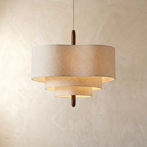 Pendant Light | Layered Linen Shade Chandelier