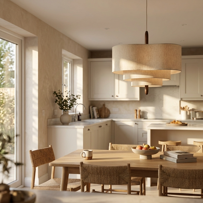 Pendant Light | Layered Linen Shade Chandelier