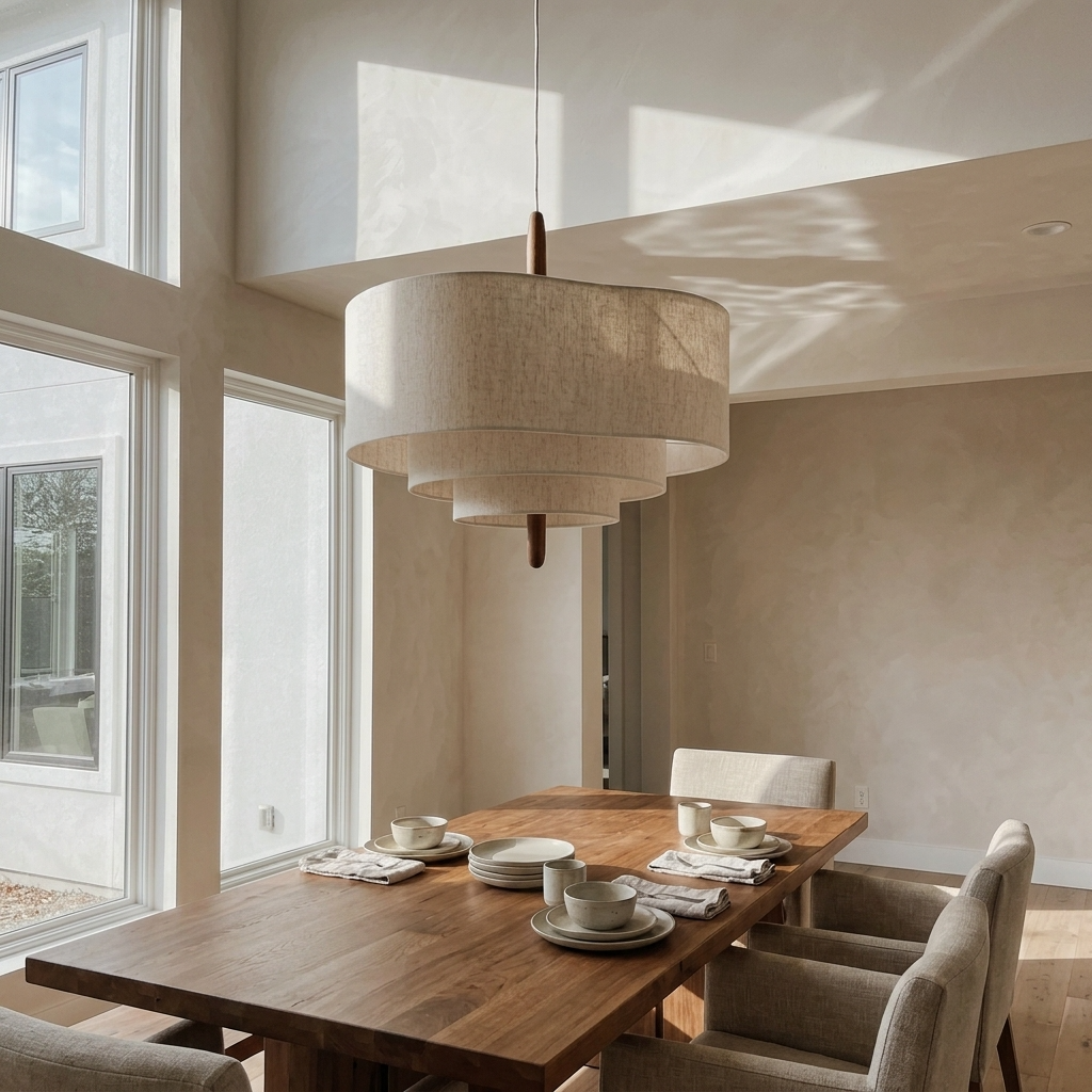 Pendant Light | Layered Linen Shade Chandelier