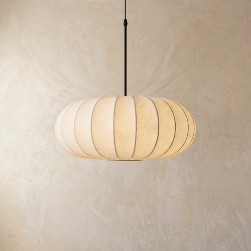 Pendant Light | Oval Ribbed Silk Shade