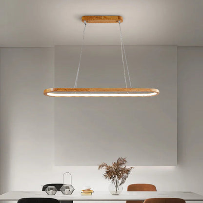 Pendant Light | Oval Wooden LED Bar Design