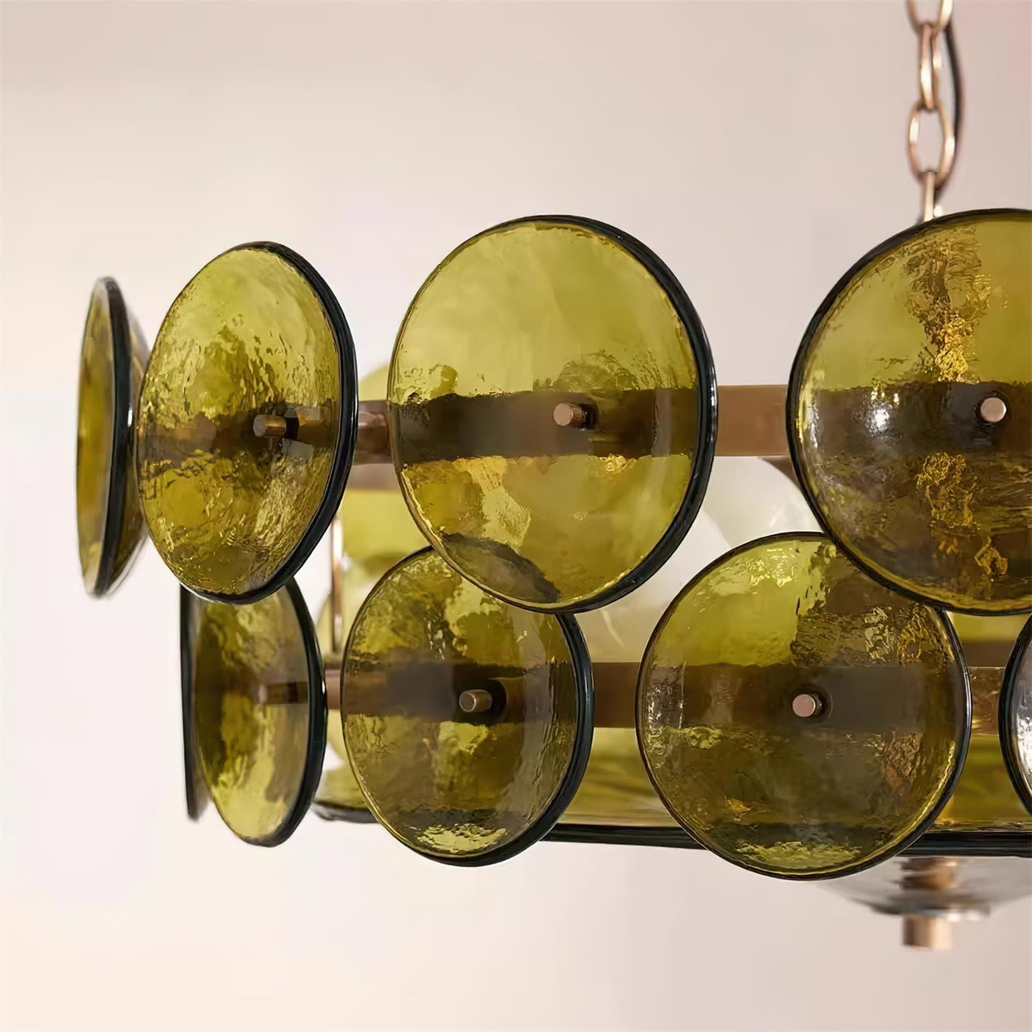 Pendant Light | Amber Glass Disc Chandelier