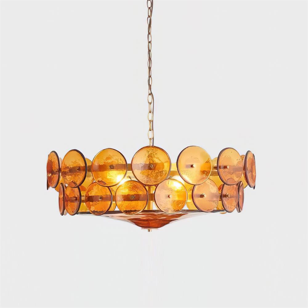 Pendant Light | Amber Glass Disc Chandelier