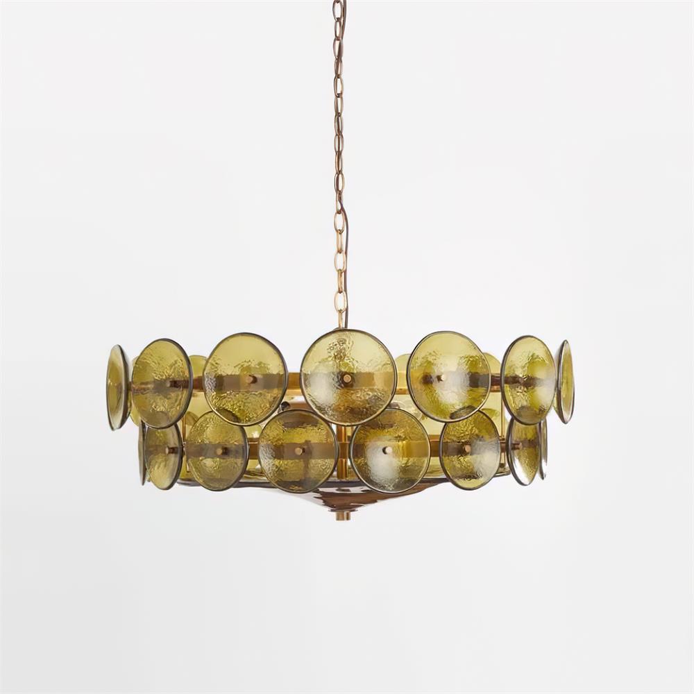Pendant Light | Amber Glass Disc Chandelier