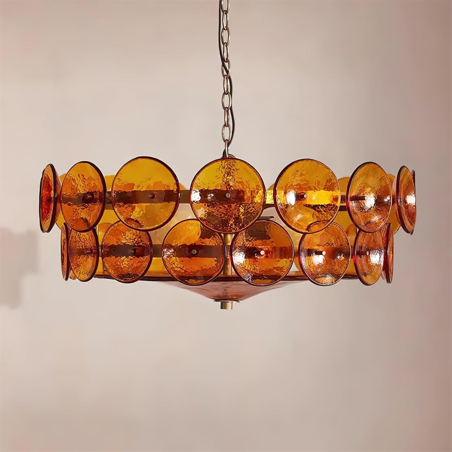 Pendant Light | Amber Glass Disc Chandelier