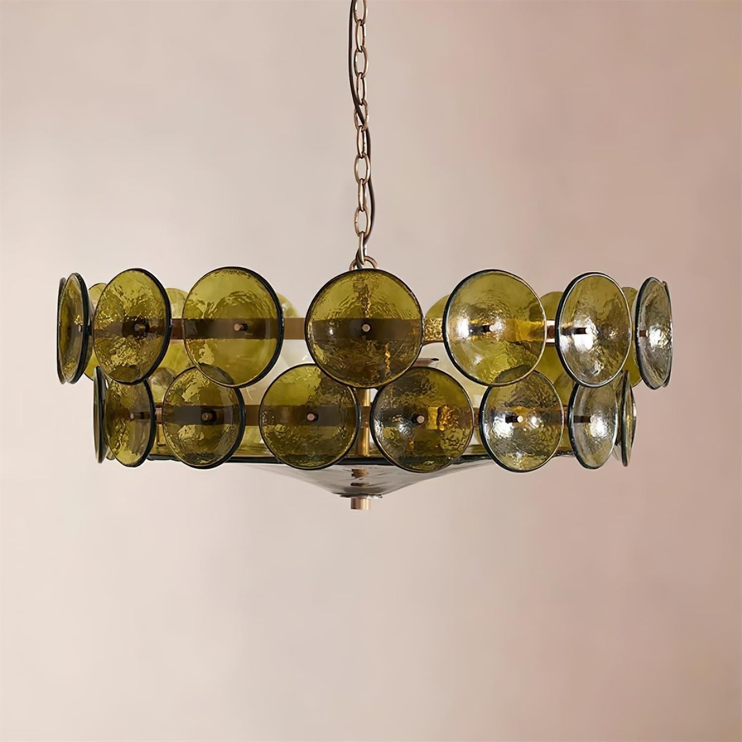 Pendant Light | Amber Glass Disc Chandelier
