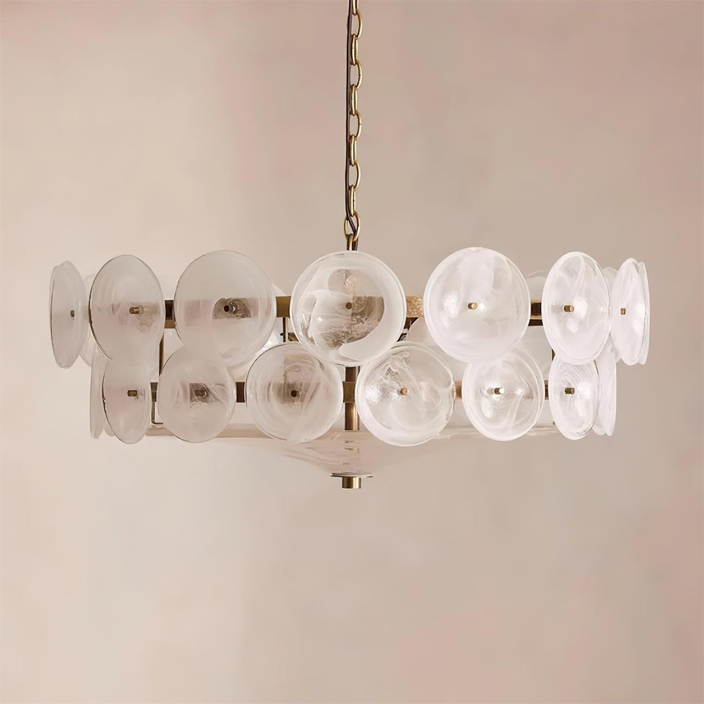 Pendant Light | Amber Glass Disc Chandelier