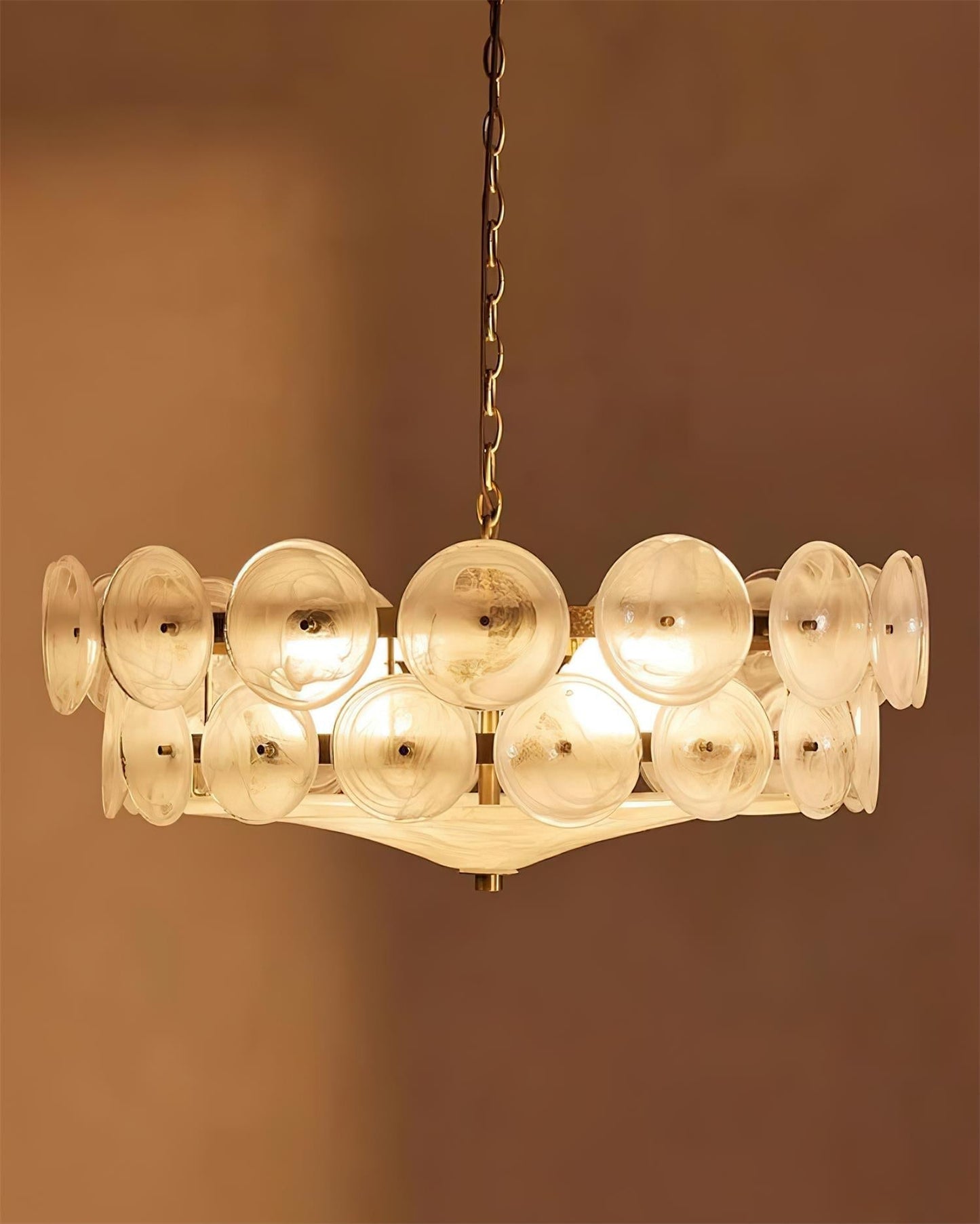 Pendant Light | Amber Glass Disc Chandelier