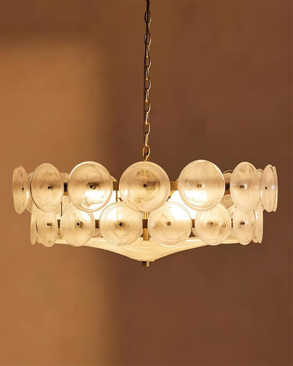Pendant Light | Amber Glass Disc Chandelier
