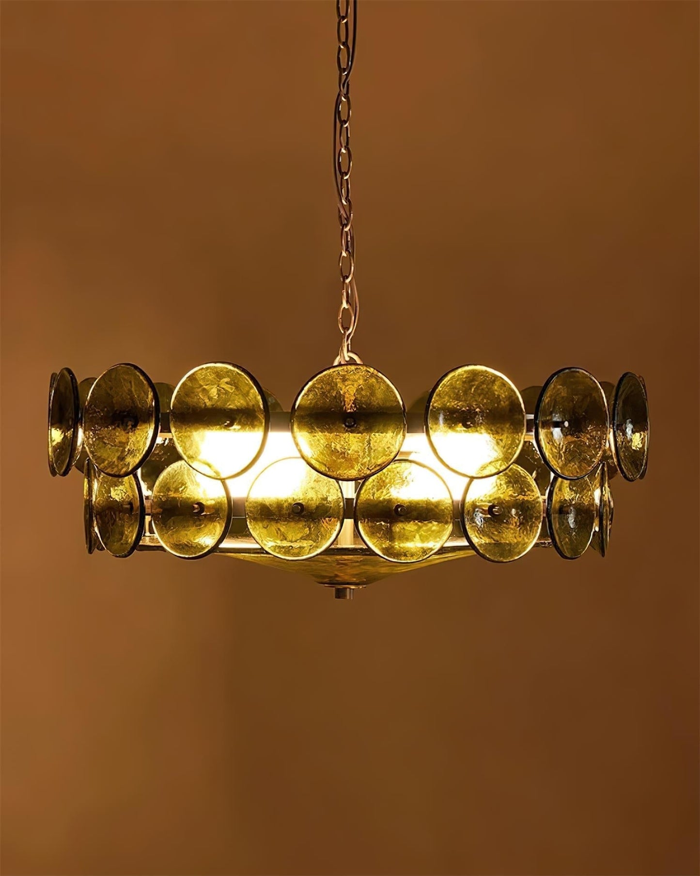 Pendant Light | Amber Glass Disc Chandelier