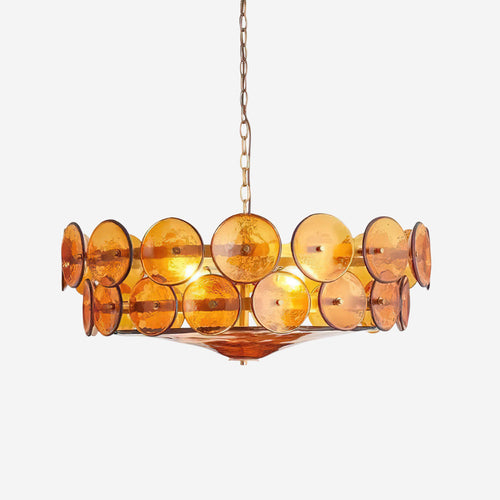 Pendant Light | Amber Glass Disc Chandelier