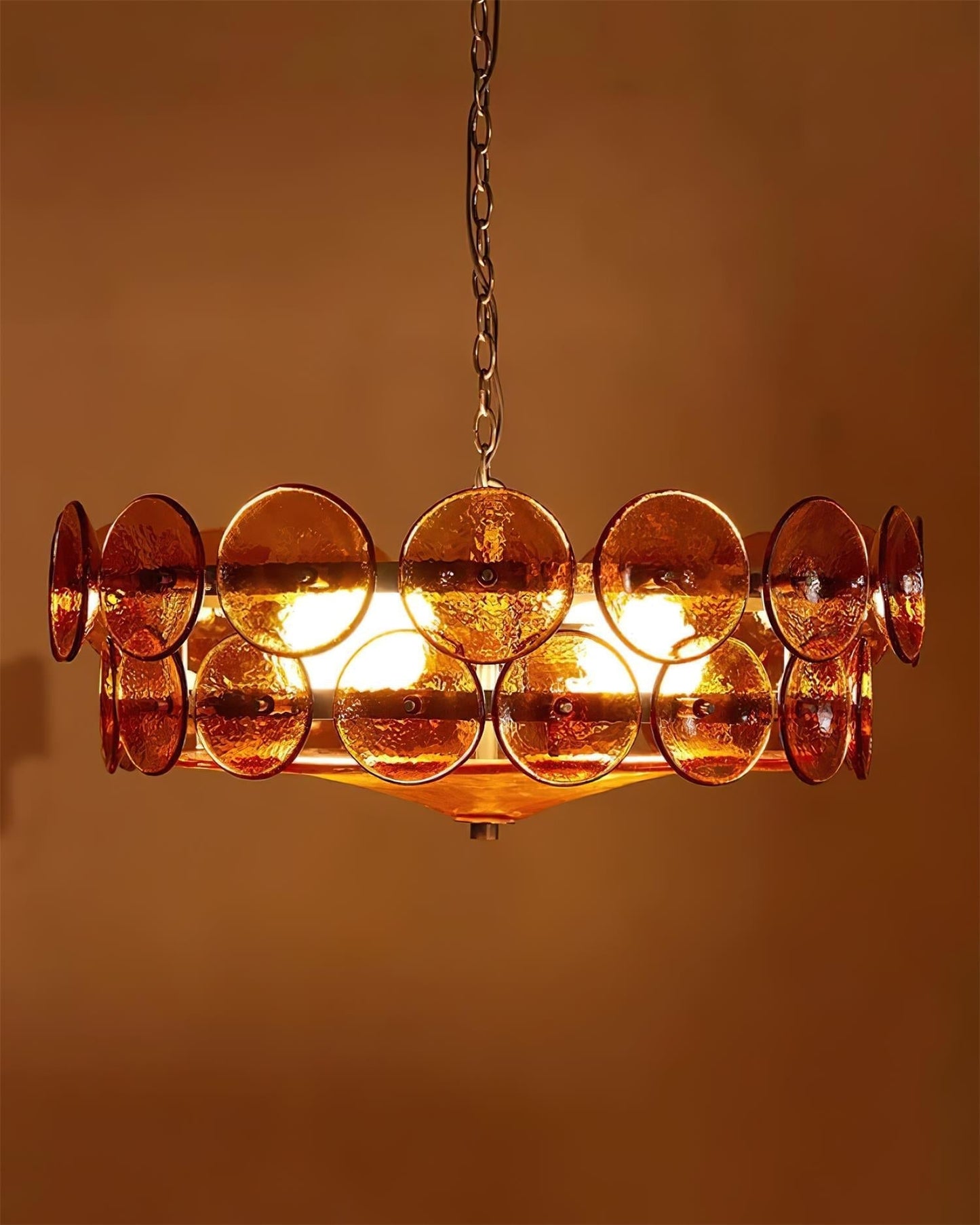 Pendant Light | Amber Glass Disc Chandelier