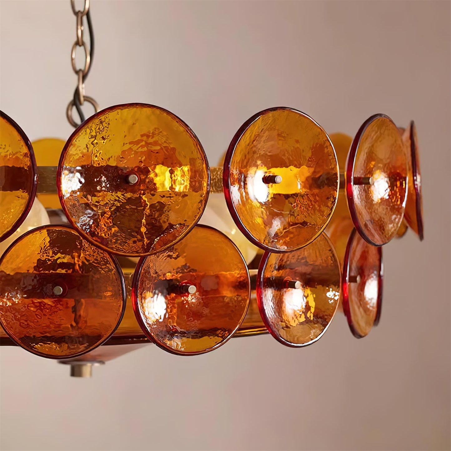 Pendant Light | Amber Glass Disc Chandelier