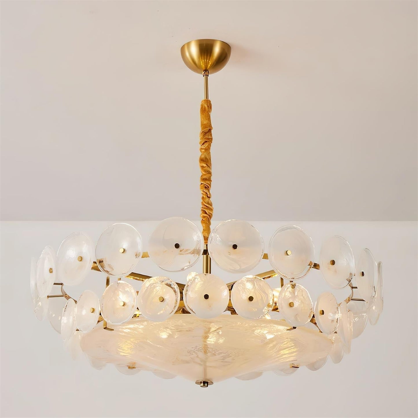 Pendant Light | Amber Glass Disc Chandelier