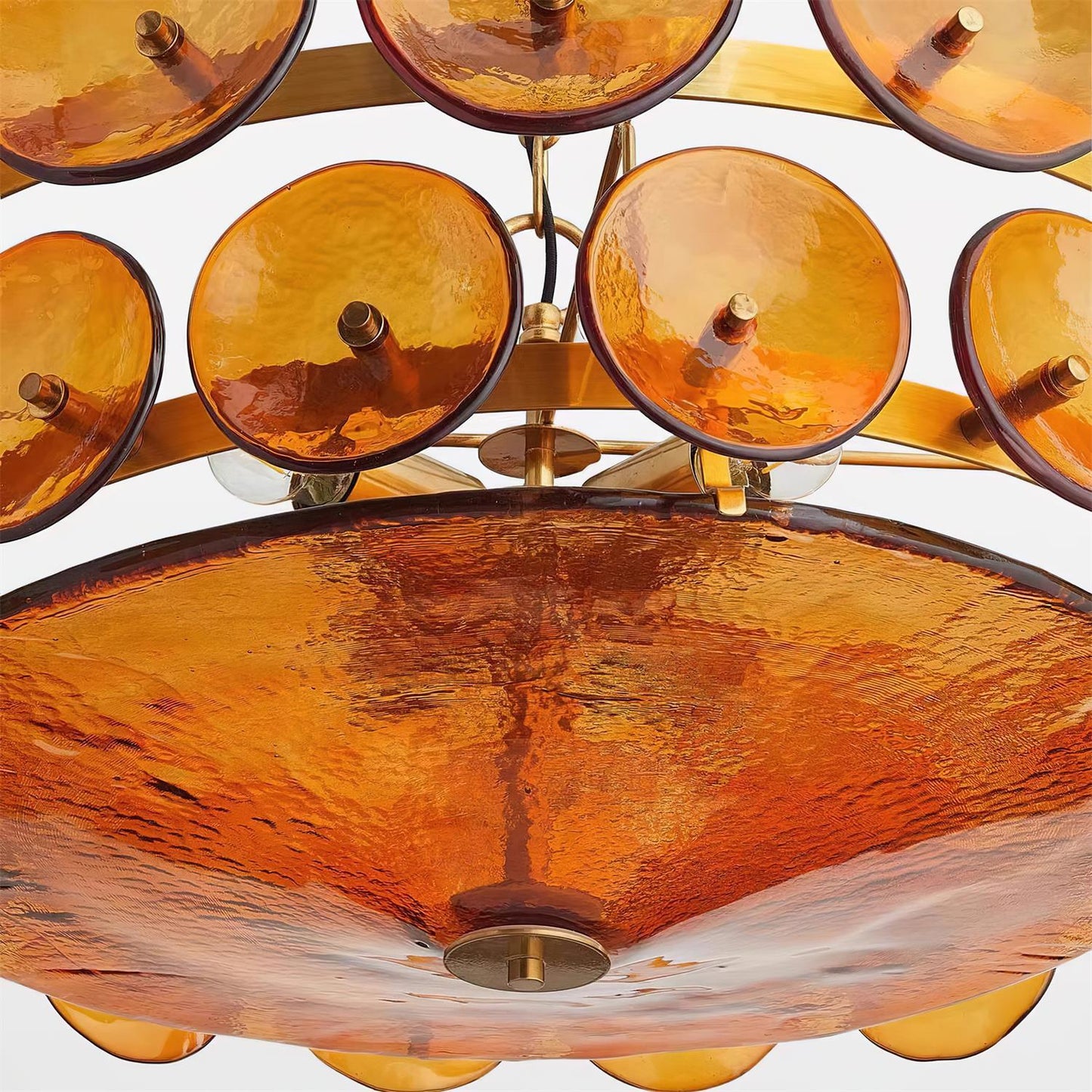 Pendant Light | Amber Glass Disc Chandelier