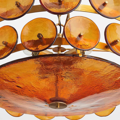 Pendant Light | Amber Glass Disc Chandelier