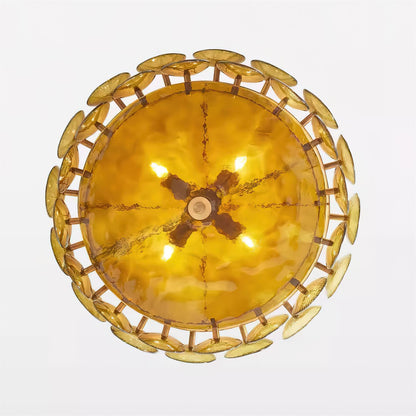 Pendant Light | Amber Glass Disc Chandelier