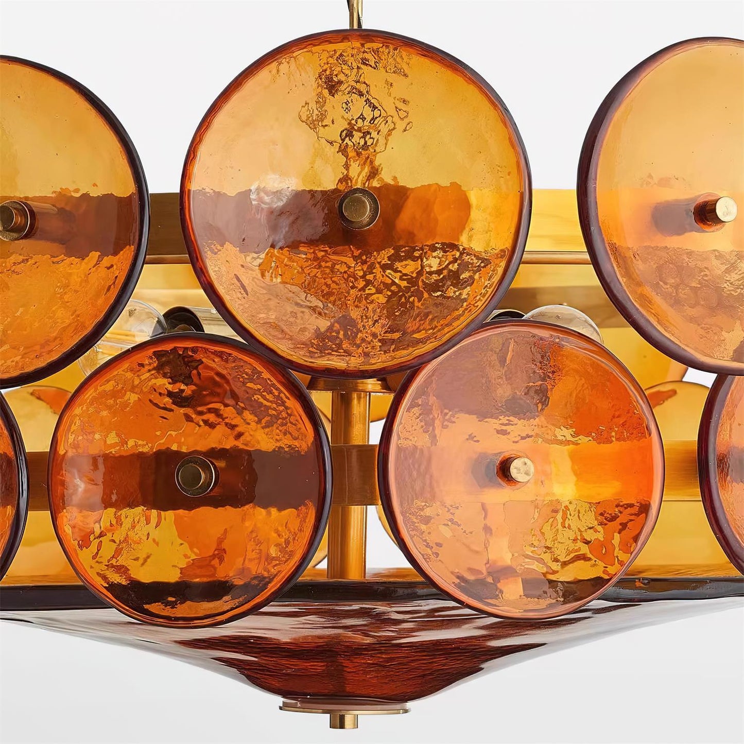 Pendant Light | Amber Glass Disc Chandelier