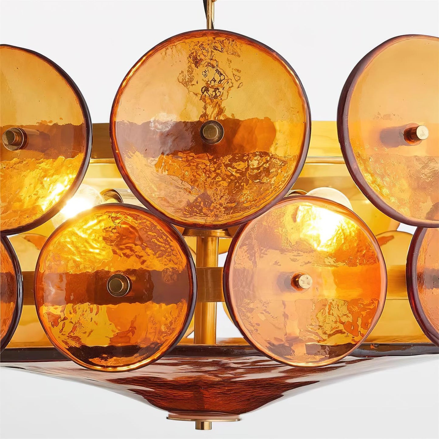 Pendant Light | Amber Glass Disc Chandelier