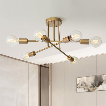 Ceiling Light | Sputnik Brass Semi Flush Design