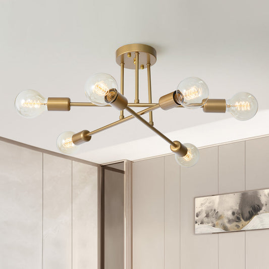 Ceiling Light | Sputnik Brass Semi Flush Design