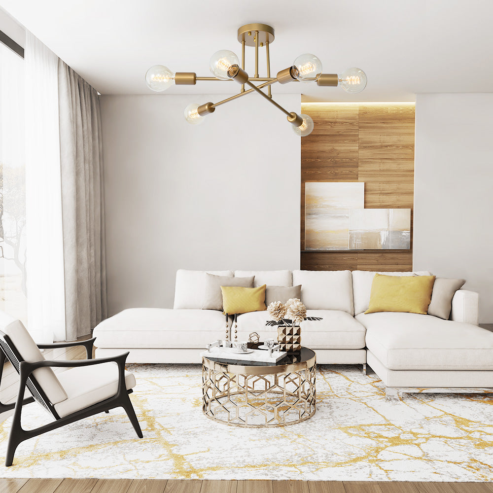 Ceiling Light | Sputnik Brass Semi Flush Design