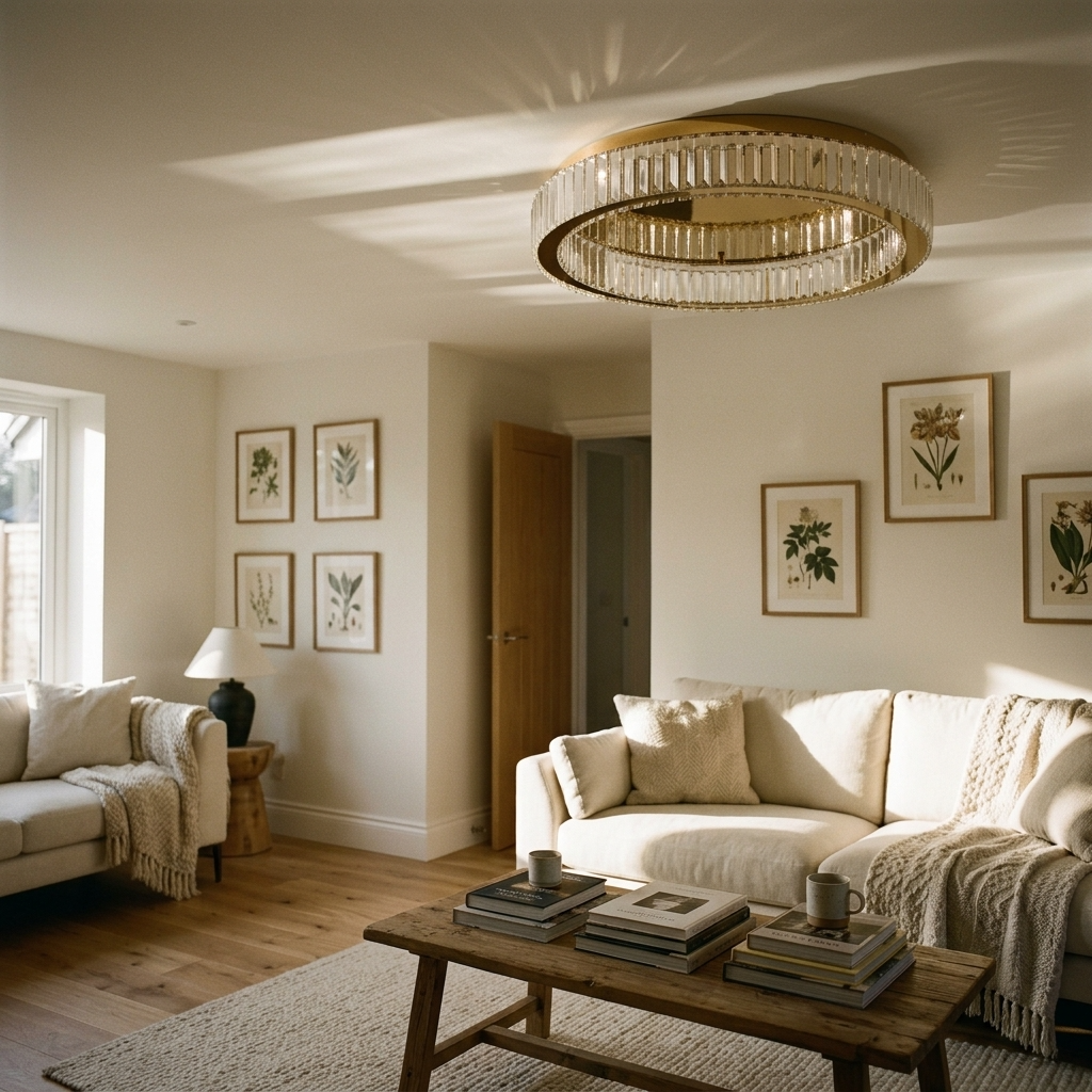 Ceiling Light | Round Crystal Ring Design