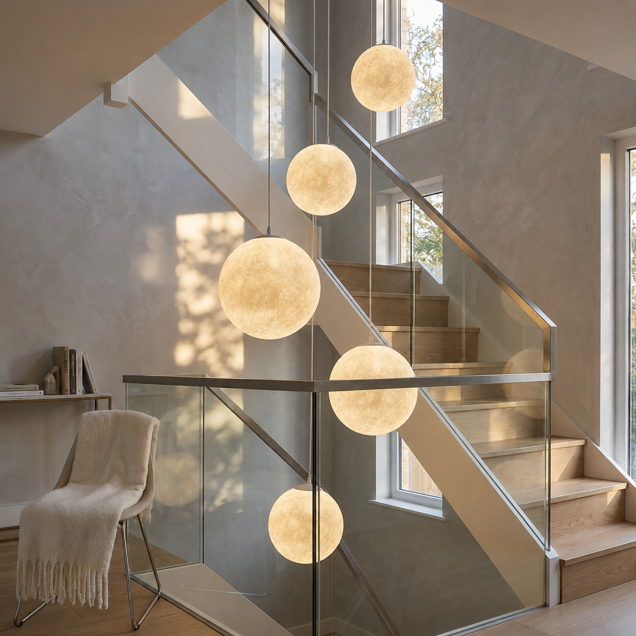 Pendant Light | Lunar Surface Globe Design