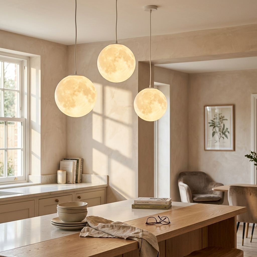 Pendant Light | Lunar Surface Globe Design
