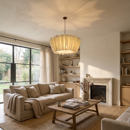 Pendant Light | Woven Fabric Tiered Design