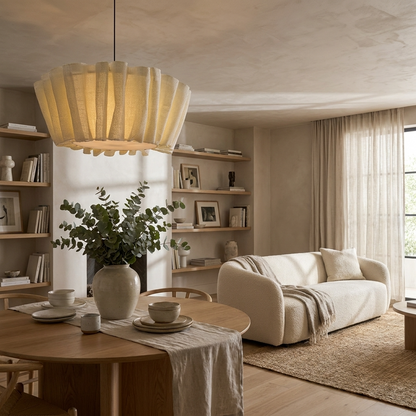 Pendant Light | Woven Fabric Tiered Design