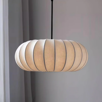 Pendant Light | Oval Ribbed Silk Shade
