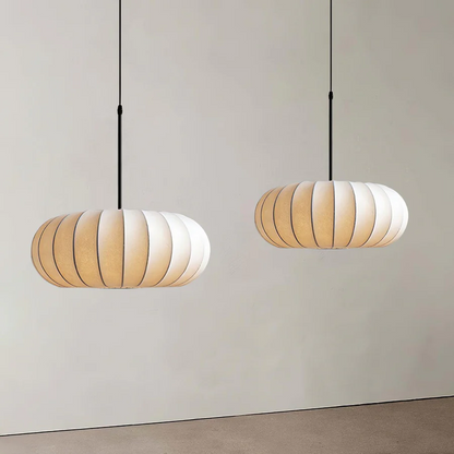Pendant Light | Oval Ribbed Silk Shade