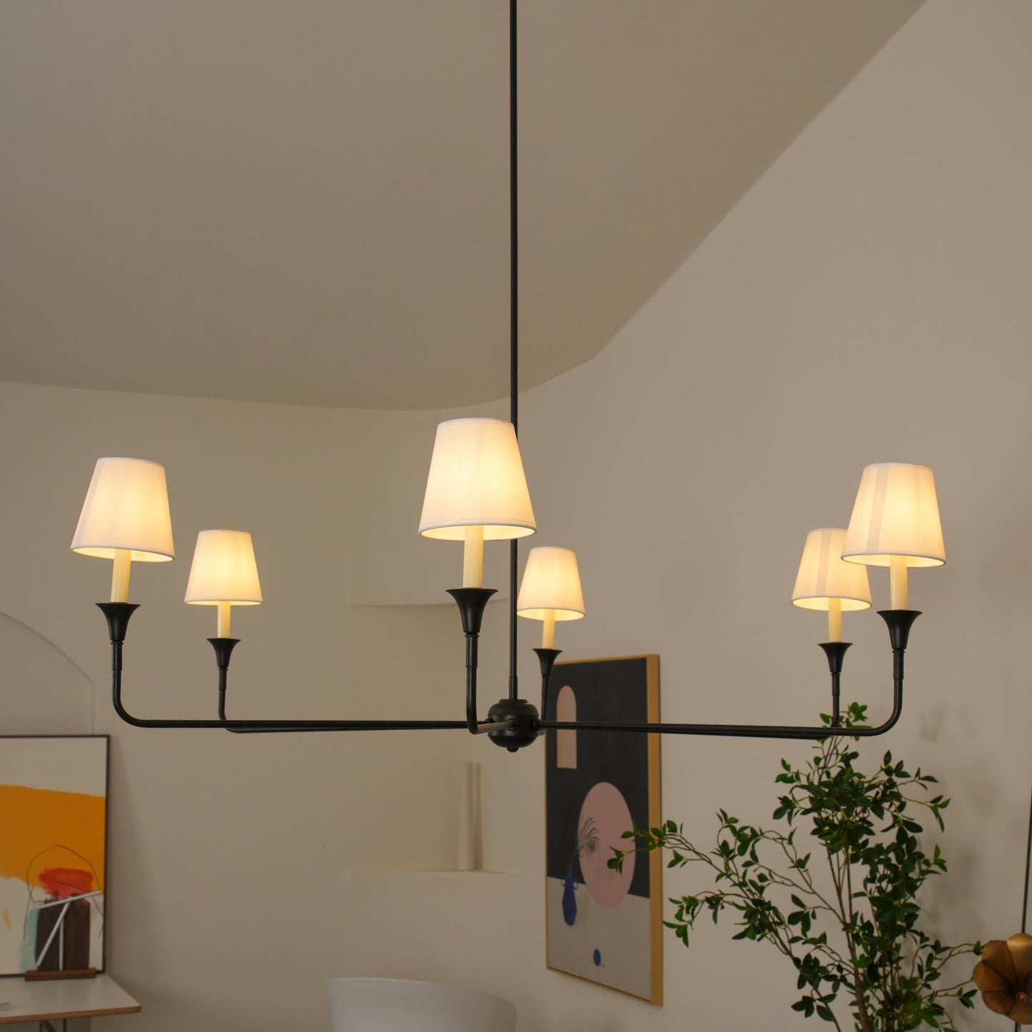 Pendant Light | Vintage Fabric Shade Chandelier